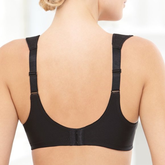 Glamorise 38D NATURAL-WIRE Demi Bra Stretch-Back WIDE~CUSHIONED~STRAPS Black NEW - Picture 5 of 12